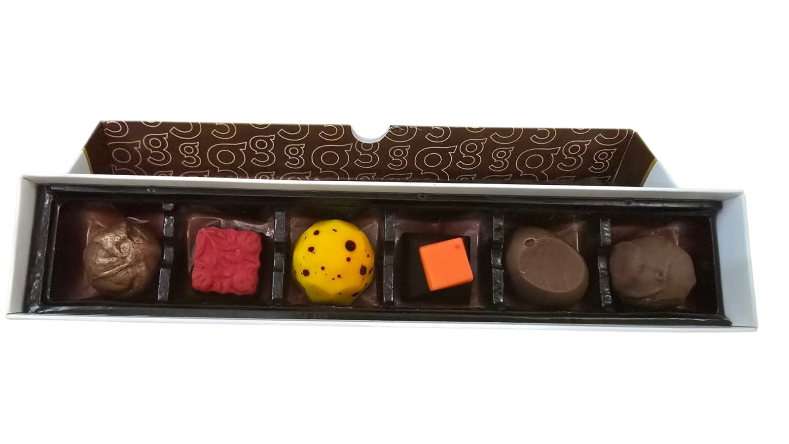 6 different colored and flavored chocolates -4